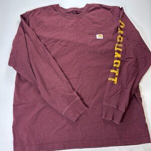 Carhartt Men's Burgundy Long Sleeve Tee